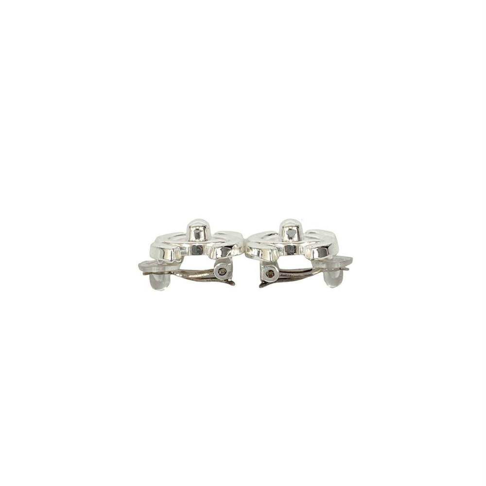 CHANEL Authentic Silver Logo Earrings - Picture 4 of 7